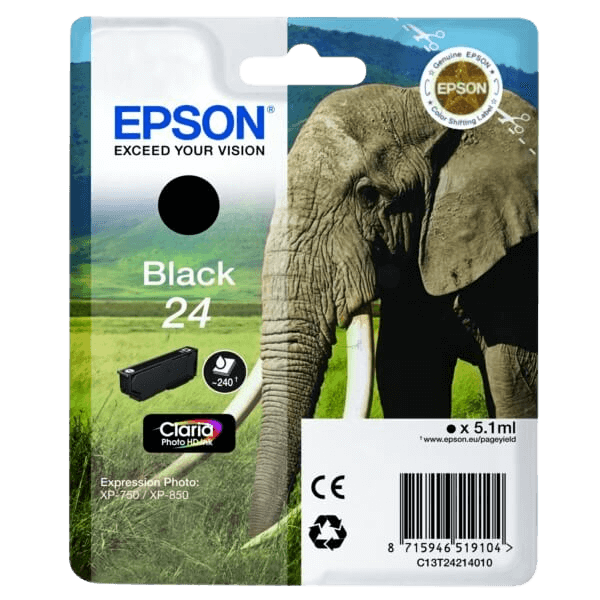 C13T24214012 Epson 24 sort Printerpatron - 5,1 ml. - Original