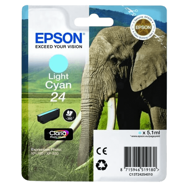 C13T24254012 Epson 24 lys cyan Printerpatron - 4,6 ml. - Original