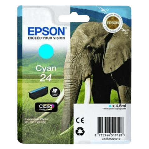 C13T24324012 Epson 24XL cyan XL Printerpatron - 10 ml. - Original