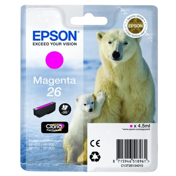 C13T26134012 Epson 26 magenta Printerpatron - 4,5 ml. - Original