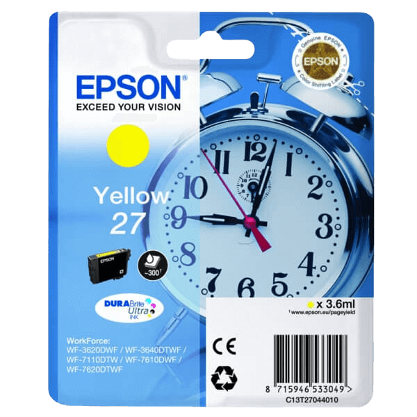 C13T27044012 Epson 27 gul Printerpatron - 3.6 ml. - Original