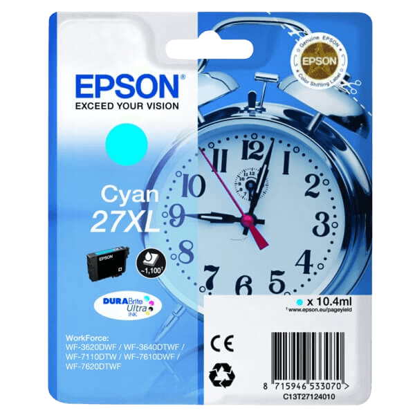 C13T27124012 Epson 27 cyan XL Printerpatron - 10.4 ml. - Original