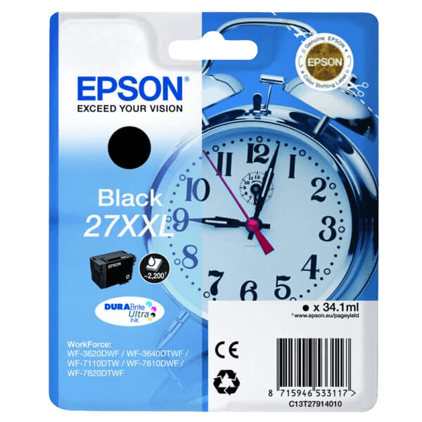 C13T27914012 Epson 27 sort XXL Printerpatron - 34.1 ml. - Original