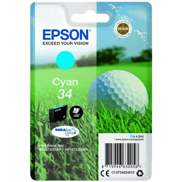 C13T34624010 Epson 34 cyan Printerpatron - 4,2 ml. - Original