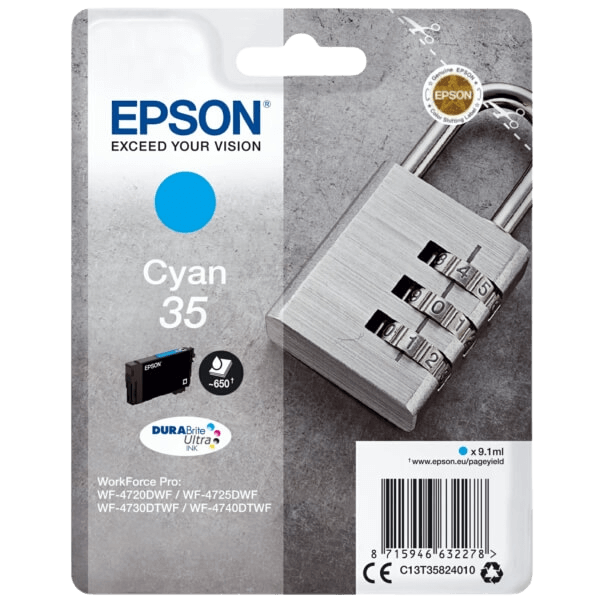 C13T35824010 Epson 35 cyan Printerpatron - 9,1 ml. - Original