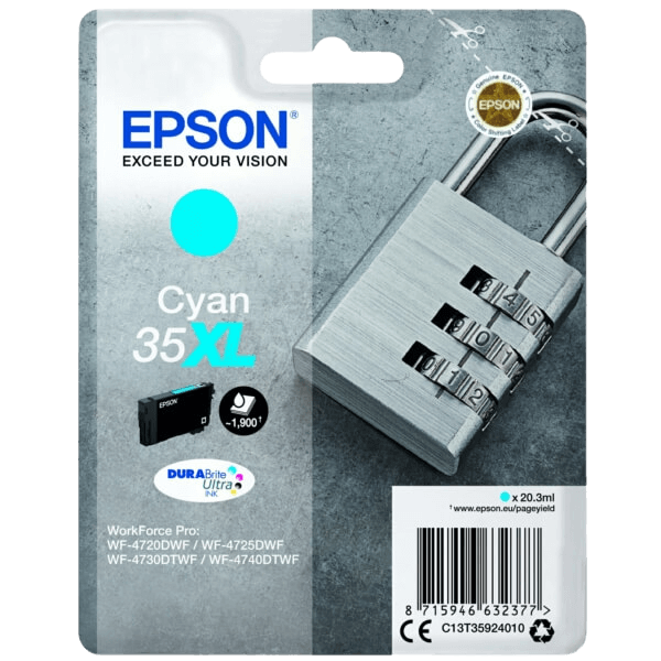 C13T35924010 Epson 35 cyan XL Printerpatron - 20,3 ml. - Original