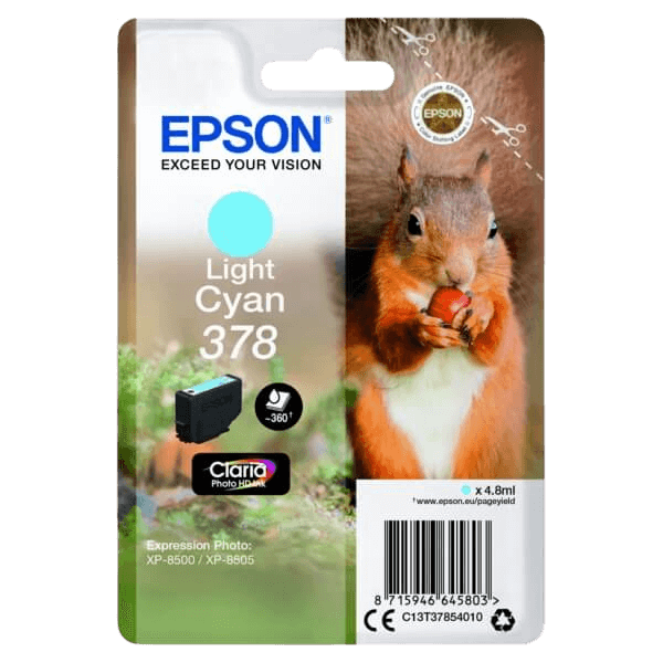 C13T37854010 Epson 378 lys cyan Printerpatron - 4,8 ml. - Original