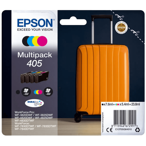 C13T05G64010 Epson 405 CMYK Printerpatron - 1x 7.6 + 3x 5,4 ml. - Original