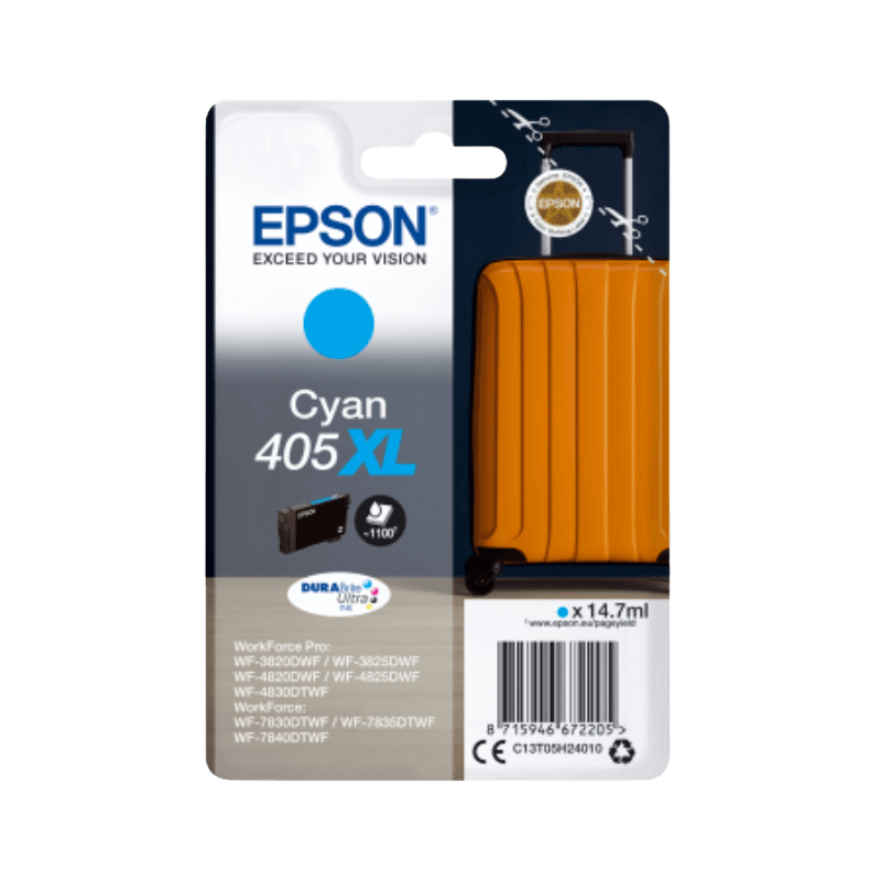 C13T05H24010 Epson 405XL cyan XL Printerpatron - 14,7 ml. - Original