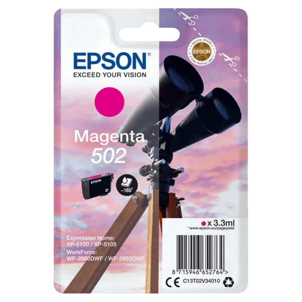 C13T02V34010 Epson 502M magenta Printerpatron - 3,3 ml. - Original