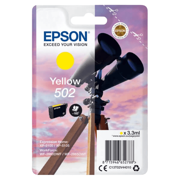 C13T02V44010 Epson 502Y gul Printerpatron - 3,3 ml. - Original