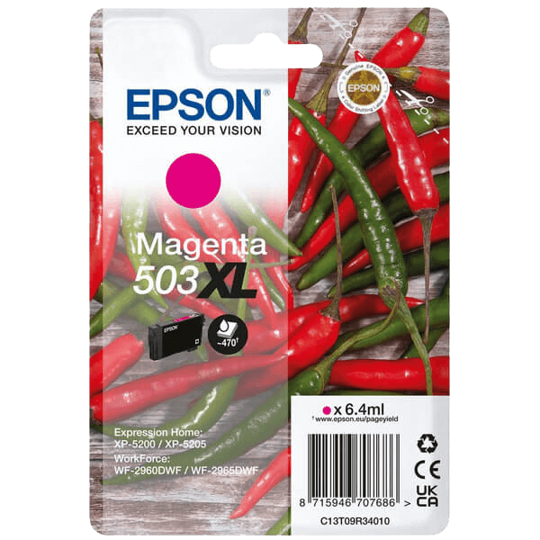 C13T09R34010 Epson 503XLM magenta XL Printerpatron - 6,4 ml. - Original
