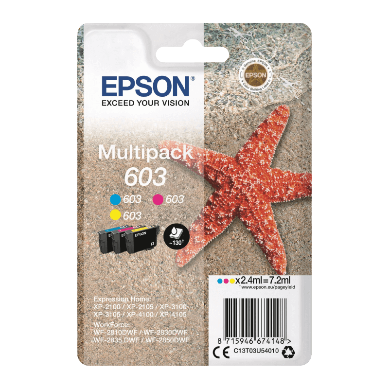 C13T03U54010 Epson 603 CMY Printerpatron - 3x2,4 ml. - Original