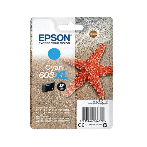 C13T03A24010 Epson 603XL cyan XL Printerpatron - 4 ml. - Original