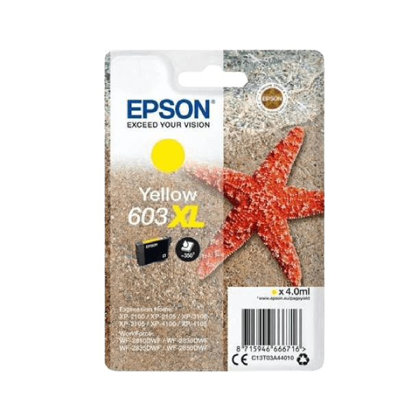 C13T03A44010 Epson 603XL gul XL Printerpatron - 4 ml. - Original