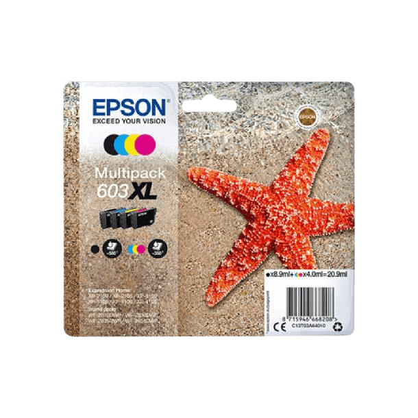 C13T03A64010 Epson 603XL CMYK XL Printerpatron - 8,9 + 3x4 ml. - Original