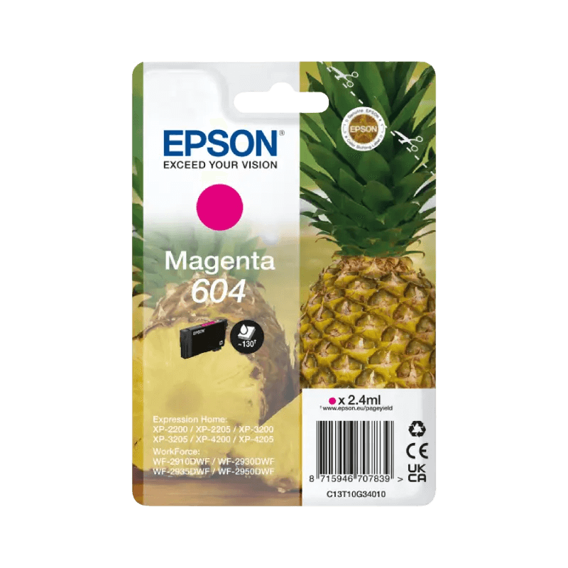 C13T10G34010 Epson 604 magenta Printerpatron - 2,4 ml. - Original