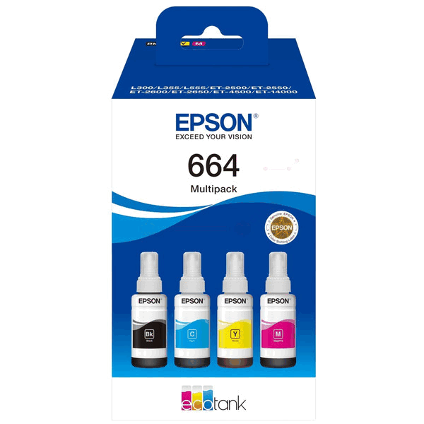 C13T664640 Epson 664 CMYK Printerpatron - 4 x 70 ml. - Original