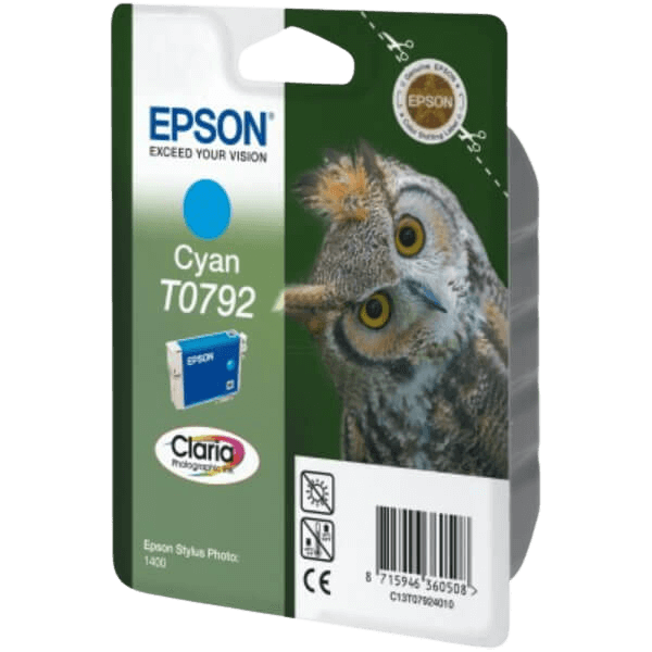 C13T07924010 Epson T0792 cyan XL Printerpatron - 11,1 ml. - Original