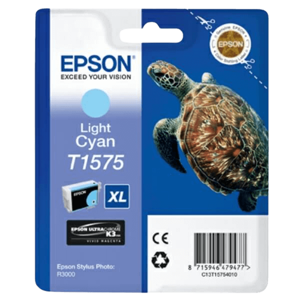 C13T15754010 Epson T1575 lys cyan Printerpatron - 25,9 ml. - Original