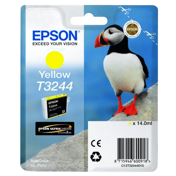 C13T32444010 Epson T3244 gul Printerpatron - 14 ml. - Original