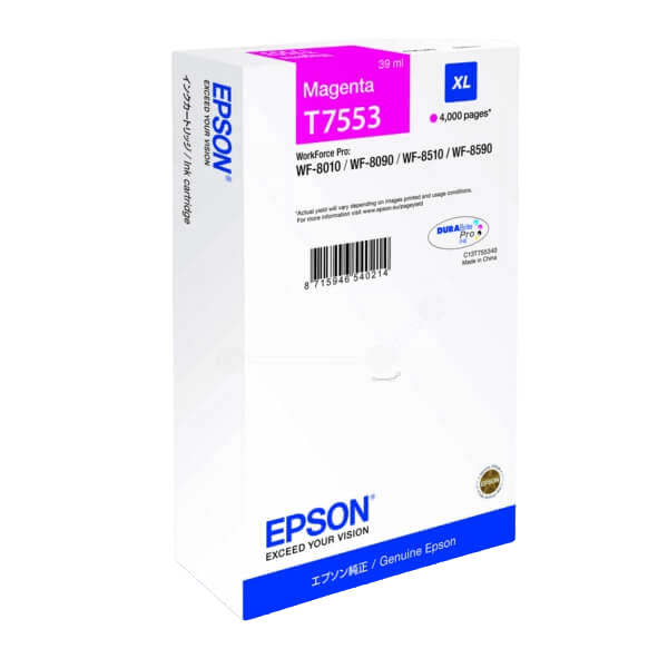 C13T755340 Epson T7553 magenta XL Printerpatron - 39 ml. - Original