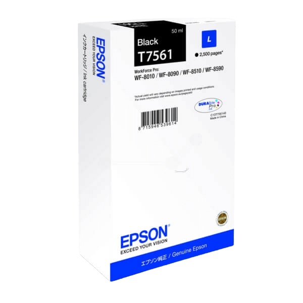 C13T756140 Epson T7561 sort Printerpatron - 50 ml. - Original