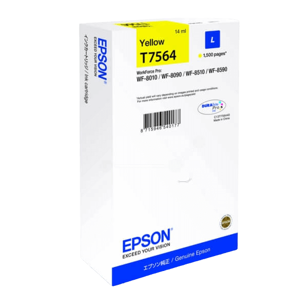 C13T756440 Epson T7564 gul Printerpatron - 14 ml. - Original