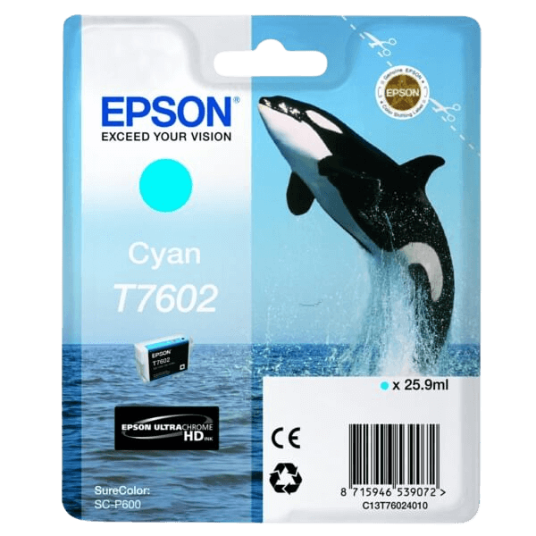 C13T76024010 Epson T7602 cyan Printerpatron - 25,9 ml. - Original