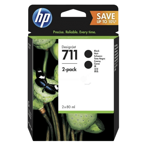 P2V31A HP 711 sort XL twin pack Printerpatron - 80 x 2 ml. - Original