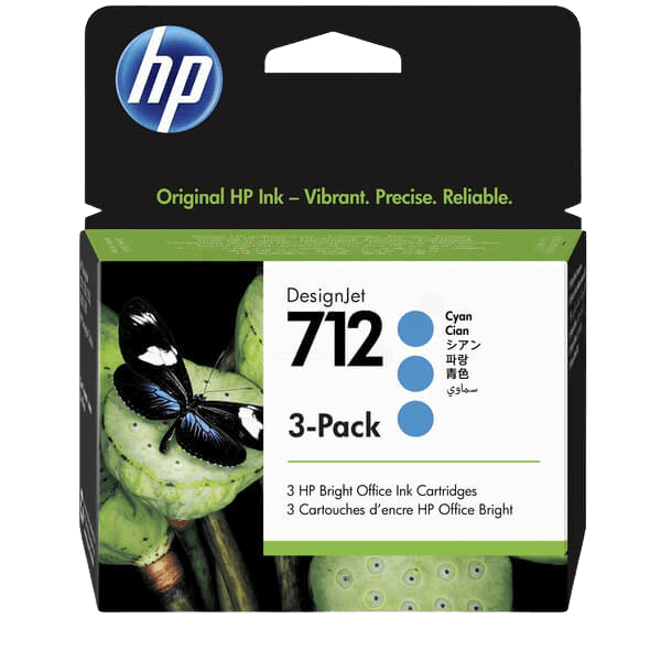 3ED77A HP 712 cyan Triple pack Printerpatron - 3 x 29 ml. - Original