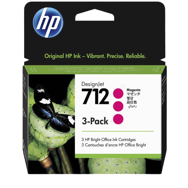 3ED78A HP 712 magenta Triple pack Printerpatron - 3 x 29 ml. - Original