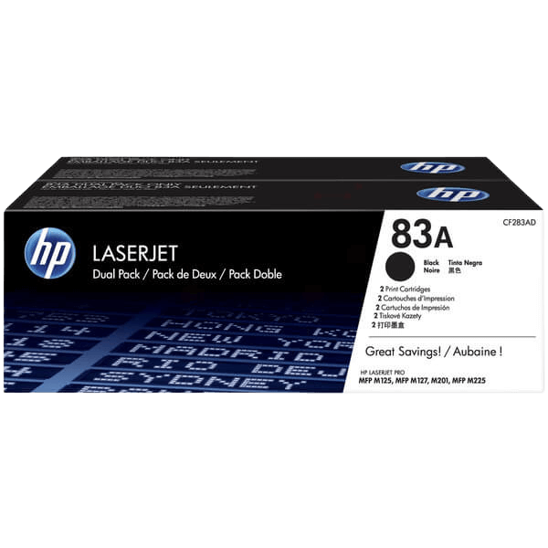 CF283AD HP 83A sort twin pack Printerpatron - 3000 sider - Original