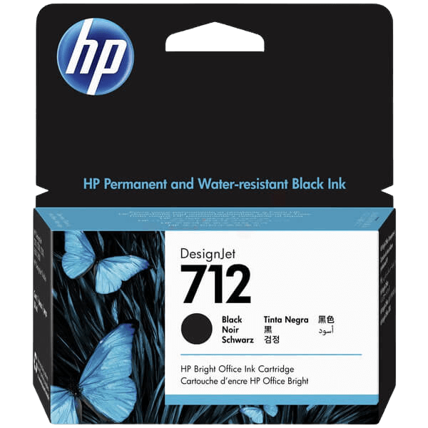 3ED70A HP 712 sort Printerpatron - 38 ml. - Original