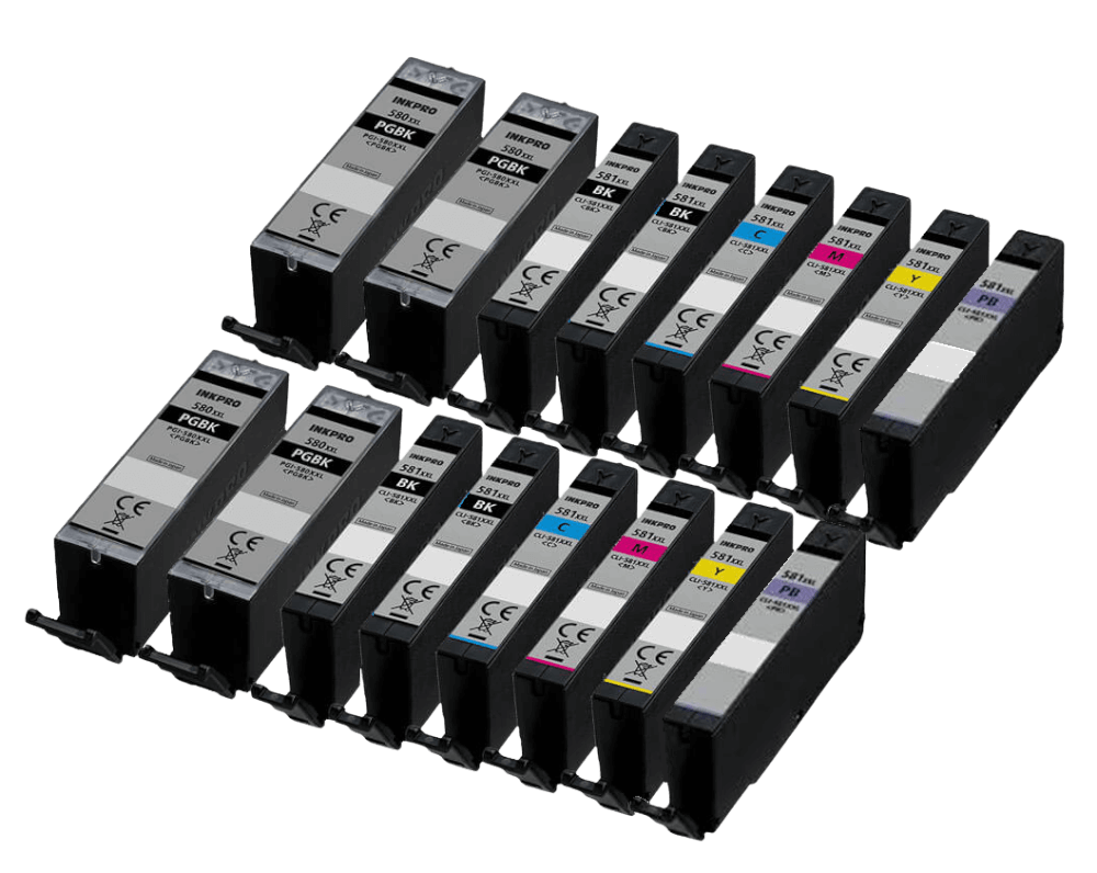 16 stk. XXL Canon PGI-580 Printerpatron rabatpakke - Kompatibel